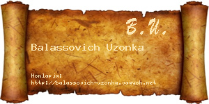 Balassovich Uzonka névjegykártya